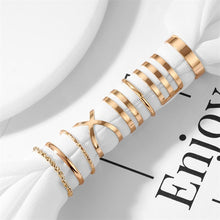 Load image into Gallery viewer, 15pcs / set Twist Fashion Gold Sliver Rings Set For Women Girls Vintage Round Ring Knuckle Rings Female PUNK Jewelry Accessories