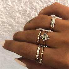 Load image into Gallery viewer, IPARAM Bohemian Vintage Gold Crescent Geometric Joint Ring Set for Women Crystal Personality Design Ring Set Party Jewelry Gift