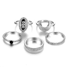 Load image into Gallery viewer, IPARAM Bohemian Vintage Gold Crescent Geometric Joint Ring Set for Women Crystal Personality Design Ring Set Party Jewelry Gift