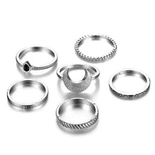 Load image into Gallery viewer, IPARAM Bohemian Vintage Gold Crescent Geometric Joint Ring Set for Women Crystal Personality Design Ring Set Party Jewelry Gift
