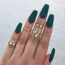 Load image into Gallery viewer, IPARAM Bohemian Vintage Gold Crescent Geometric Joint Ring Set for Women Crystal Personality Design Ring Set Party Jewelry Gift